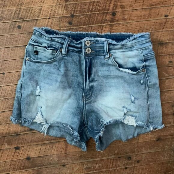 Kancan high waist raw hem cutoff wedgie 29 denim shorts - Picture 1 of 4